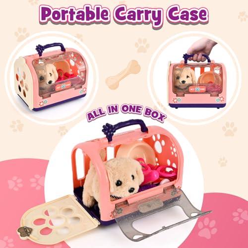 G.C Tierarzt Spielzeug Kinder mit Elektrisch Hund Spielzeug der Läuft und Bellt Interaktives Haustier Tierarzt mit Arzt Kostüm Doktorkoffer Arztkoffer Knder ab 3 4 5 6 Jahre Mädchen Geschenk