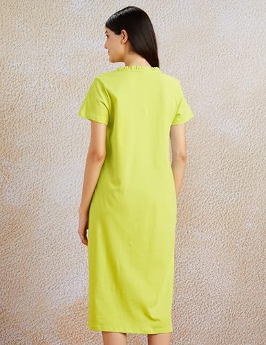 Image of Amazon Brand - Symbol Women Cotton Calf Length Regular Fit Nighty | Night Dress (Available in Plus Sizes)