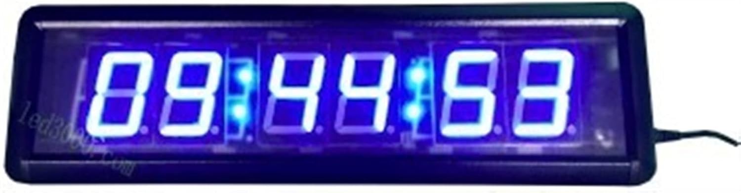 Digital LED Clock 1.8 Inch Countdown Timer Clock High Word Seven Segment LED Clock Blue 6 Digits Indoor Gym Swimming Pool School Classroom Hour Minute and Second 12H/24H for Office/Home/Living Room/S
