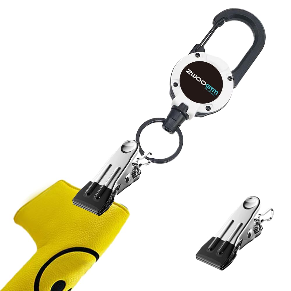 ZWOOGYM Never Lose Your Golf Headcover Retractable Clips, Your Will not be Losing Your Club Covers,Golf Club Accessories for Men and Women (white)