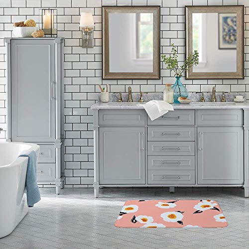 Tapis de bain super absorbant en microfibre motif fleurs