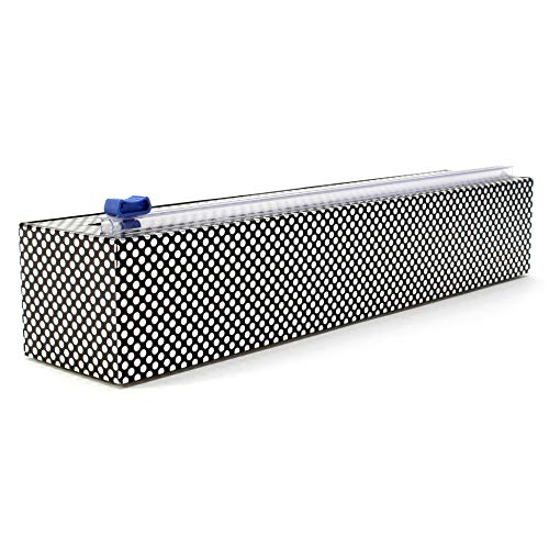 Chicwrap Silver Dots Refillable Plastic Wrap Dispenser/Slide Cutter and 250' of Professional BPA Free Plastic Wrap