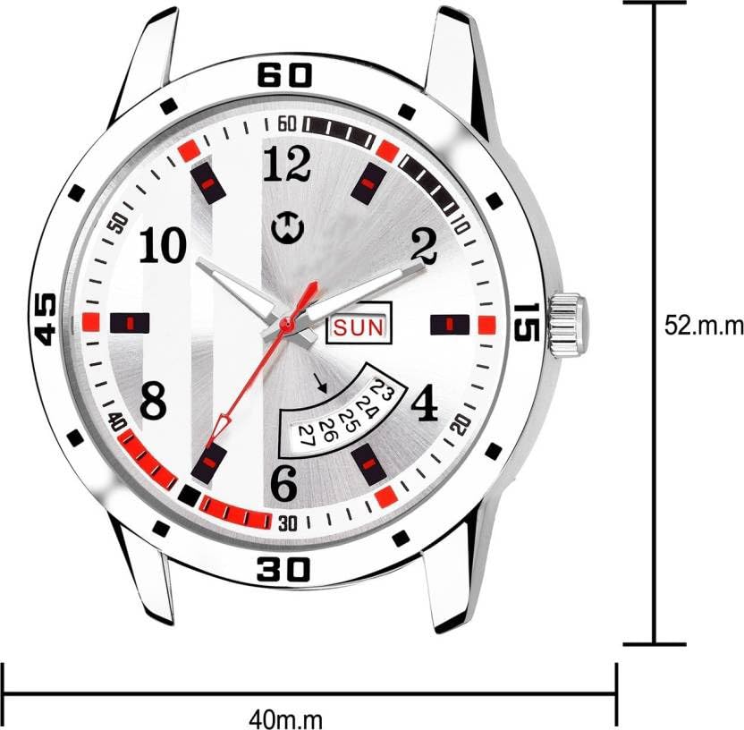 Image of Men's Analog wristwatch, Silver Stainless Steel Strap Blue Day & Date Dial, Water Resistant, Formal & Casual Wear, Gift Watch for Men