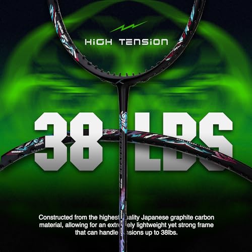 Hundred Predator 79 Extra Strong Japan Made Graphite Strung Badminton Racket with Full Racket Cover | 79 Grams (5U) | Maximum Tension : ≤38lbs 3 51PFl0re3tL