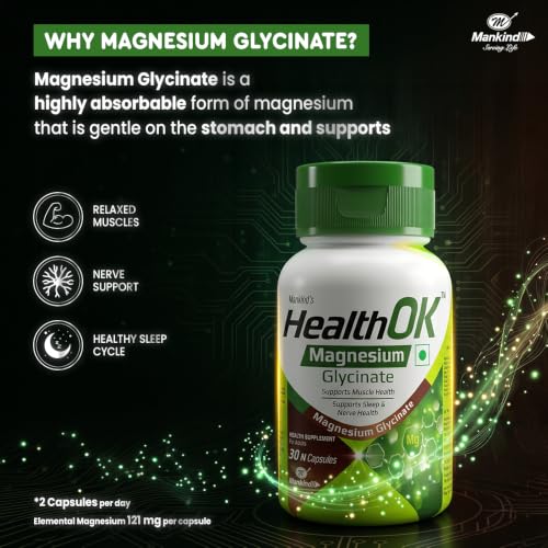 Image of Mankind's Health OK Magnesium Glycinate Supplements | Supports Muscle & Nerve Health | High Absorption | 30 Tablets