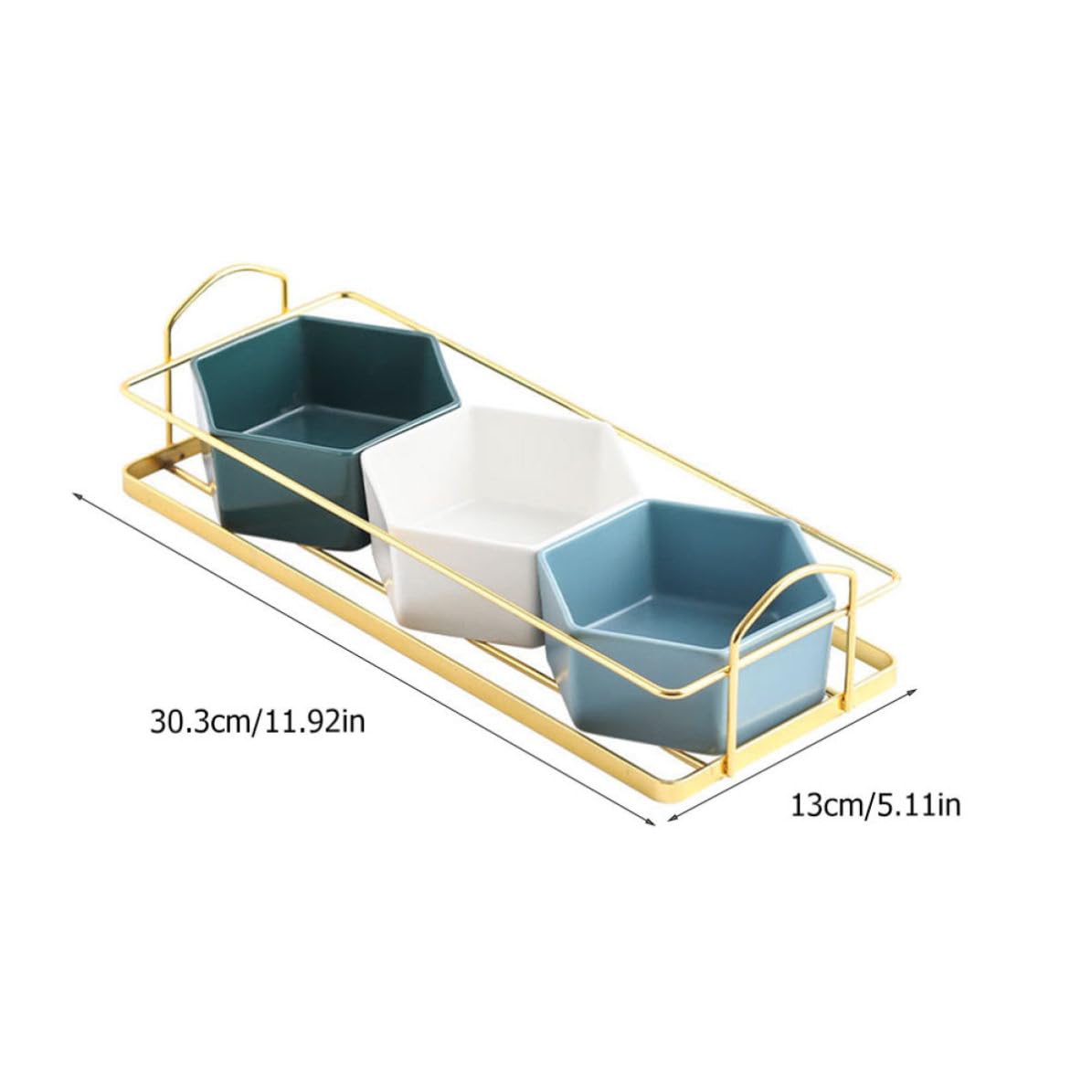 Plato de Compartimentos de Cerámica E Hierro Dorado para Secos | Diseño de Clasificación y Almacenamiento, para Fiestas y Uso en Casa, Apto para Aperitivos