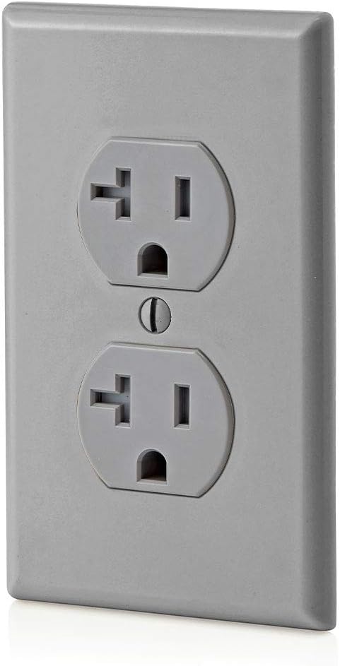 Leviton 20 Amp Tamper-Resistant Duplex Outlet, T5820-GY, Gray