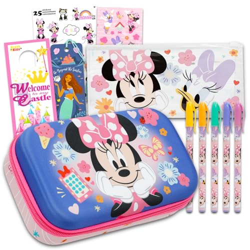 Case For Girls - Stationery Storage Bag Bundle Molded Pencil Case, Stickers, Bookmark, More | Minnie School Supplies For Girls, Kids