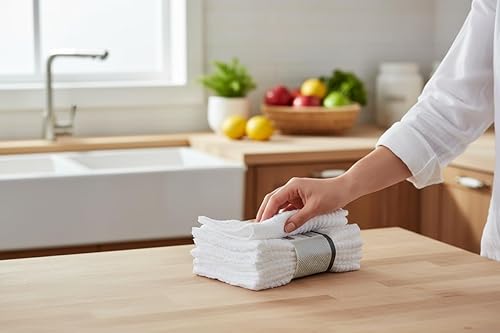 Miniatura 8 de Petal Cliff Paquete de 10 paños de limpieza de cocina 100% algodón, súper absorbente, lavable a máquina, multiusos para el hogar, tamaño de la