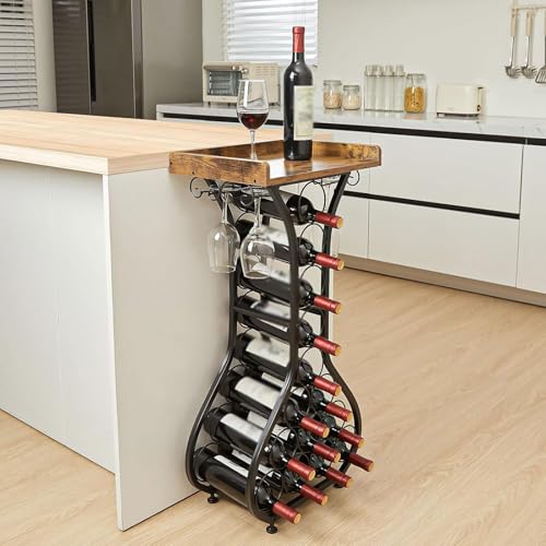 Soporte para botellas de vino en forma de botella negro miniatura 6