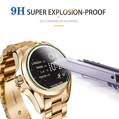 Diruite 3-Pack For Michael Kors Bradshaw Screen Protector, 2.5D 9H Hardness Tempered Glass Screen Protector For Michael Kors Mkt5001 Smart Watch #TOP3