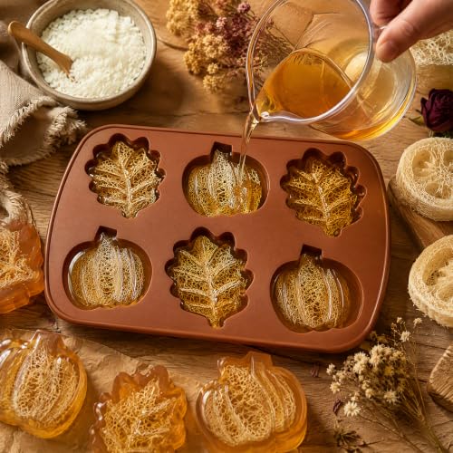 Image of Pumpkin Silicone Molds, 2PCS Fall Jumbo Maple Leaf Pumpkin Ice Cube Trays