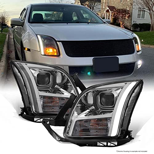 AKKON - For 2006 2007 2008 2009 Ford Fusion [Strip Light Bar] Projector Clear Headlights Left+Right Side Pair w/Signal