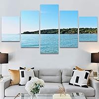 SIGNWIN 5 Panel Canvas Wall Art Aerial Coastal Cool Multicolor Ocean Photography Realism Relax/Calm Tropical for Home Decorations Ready to Hang - 60