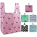 Foldable Reusable Grocery Bags Bulk 5 Cute Designs Folding Shopping Tote Bag Fits in Pocket Eco Friendly Ripstop Nylon Waterproof and Machine Washable Cloth Bags for Groceries Recycle Gift Bags Large