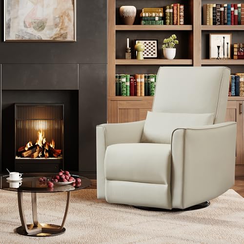 Sillón reclinable beige con tapizado en cuero sintético miniatura 3