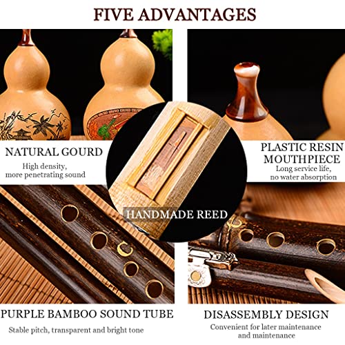 Flutes Hulusi C, Rosewood Hulusi Folk Instrument, Zizhu Three-Tone Detachable Cucurbit, B Flat Chinese Traditional Instrument, For Beginners Musical Amateurs (Size : Bb Key) #TOP4