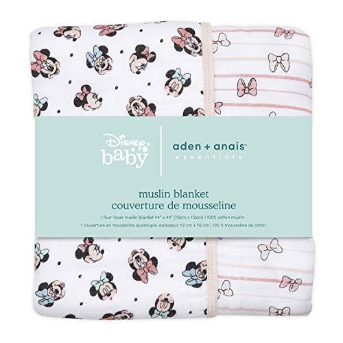 Image of aden + anais Dream Blanket, Boutique Muslin Baby Blankets for Girls & Boys, Ideal Lightweight Newborn Nursery & Crib Blanket, Unisex Toddler & Infant Bedding, Shower Gifts, Minnie Mouse Rainbows