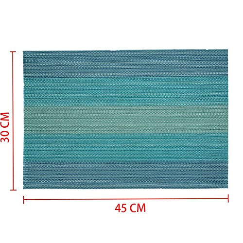 yara home décor Placemats Washable Blue Glitter PVC Fabric Woven Set of 6 Large Kitchen Dining Table Dinner Place Mats - Image 3