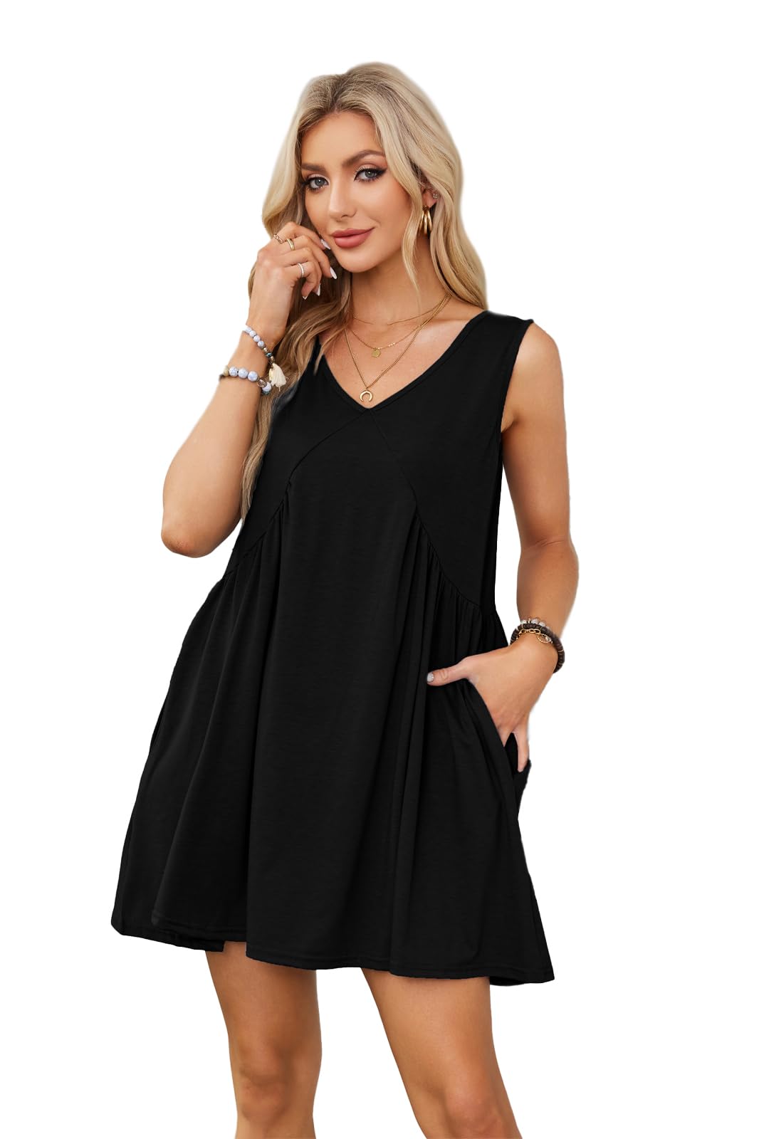 Robe d'été légère qui ne tient pas chaud mini robe confortable à poches femme - 6