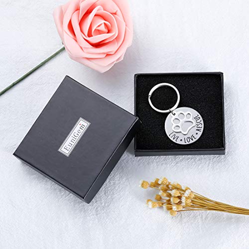 Eunigem Dog Cat Lovers Keychain Gifts Live Love Rescue Animal Rescuer Pet Owner Parents Birthday Gift Ideas Cute Paw Print Jewelry Keychains For Women Men Boyfriend Girls #TOP5
