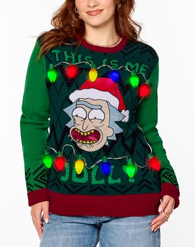 Spencer's Rick and Morty Light-Up This is Me Jolly Christmas Sweater | Officially Licensed | Outrageous Christmas Sweater2