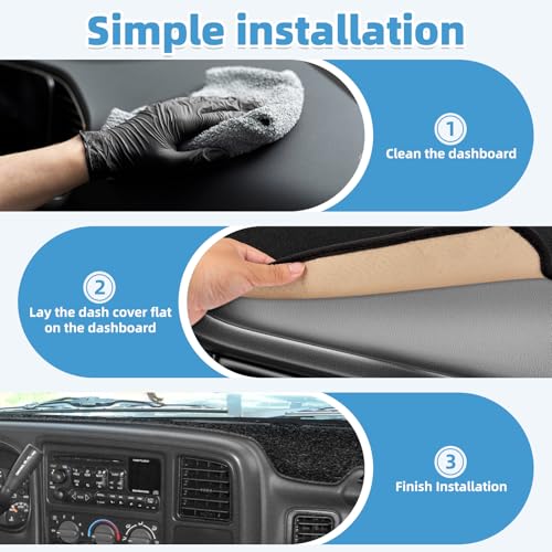 Image of Dash Cover Mat for Chevy Chevrolet Silverado /GMC Sierra 1500 2500 3500 HD 1999-2006 Non-Slip Dashboard Cover Mat for GMC Yukon /Yukon XL /Chevy Suburban Tahoe Avalanche 2000-2006 Protector Accessories