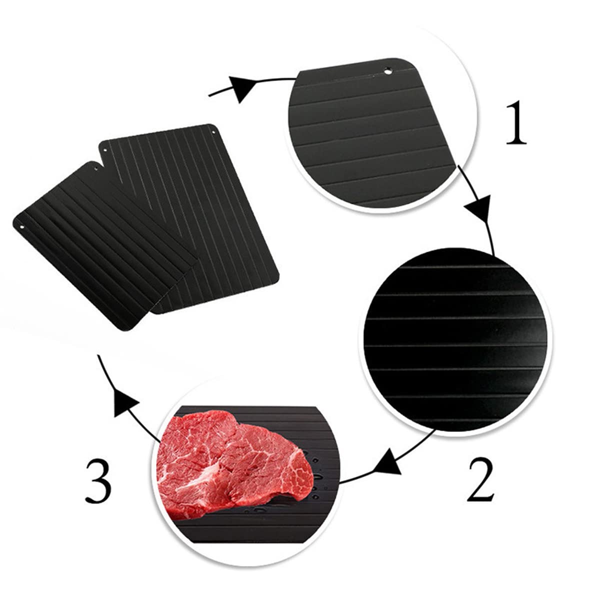 Vassoio Scongelamento Rapido in Alluminio Con 4 Cuscinetti in Silicone per Scongelare Velocemente la Carne Congelata