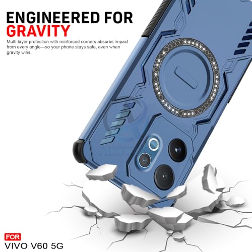 Image of AESTMO Back Case Cover for VIvo V60 / V60E / T4 Pro 5G | Magnetic Case with Built-in Metal Ring | Compatible with MagSafe Accessories | Shockproof Hybrid (PC + TPU) (Blue)