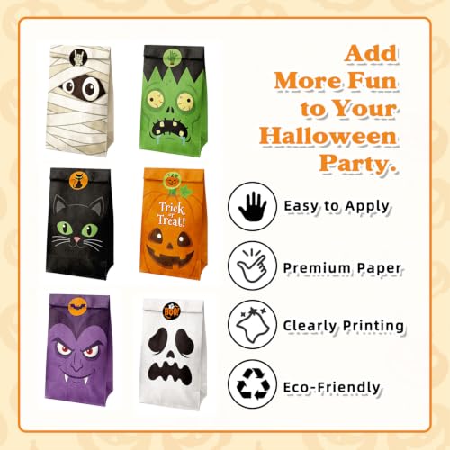 24 Pack Halloween Treat Bags With Sealing Stickers, Halloween Party Favor - image 4