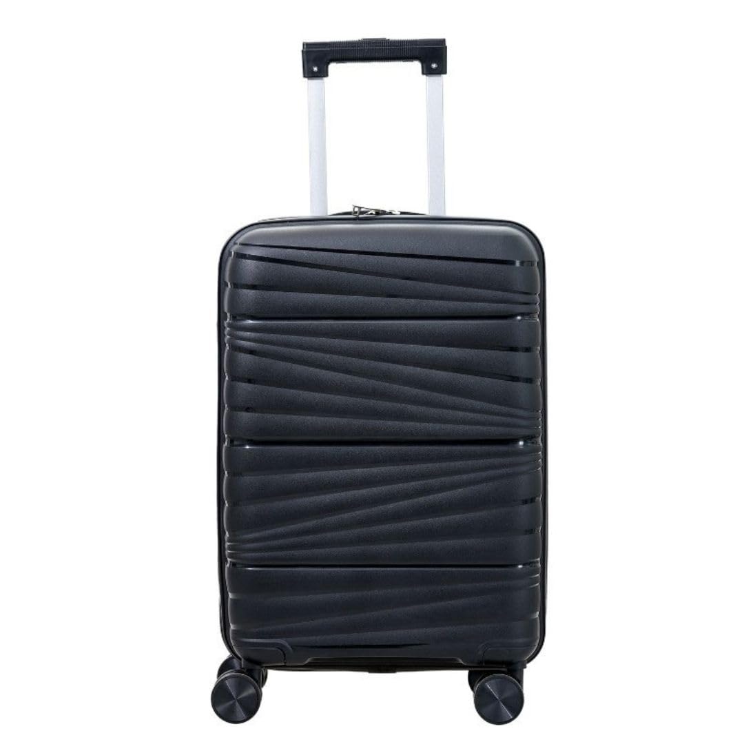 Valigia Trolley rigido con rotelle girevoli 55x38x20 Espandibile. (NERO)