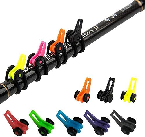 JueDi Fishing Rod Hook Keeper with 3 Size Elastic Rubber Rings Fishing Lure Bait Holder Small Fishing Tools Easy Adjustable Plastic Fishing Pole Hook Keeper Springs 4 Sets Yellow