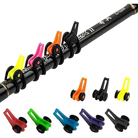 Fishing Rod Hook Keeper with 3 Size Elastic Rubber Rings Fishing Lure Bait Holder Small Fishing Tools Easy Adjustable Plastic Fishing Pole Hook Keeper Springs 4 Sets Orange Cover