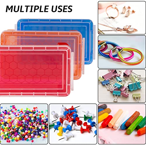 Image of 12 PCS Small Storage Containers with Lids, 5 inch X 2.8 inch X 2 inch Stackable Small Plastic Box, Colorful Mini Plastic Storage Box for Jewelry Beads Crafts Items Accessories