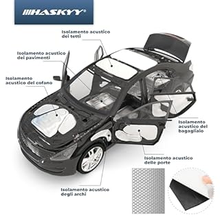 HASKYY Piastre in alluminio butilico da 2 mm, 1,11 m², 500 x 370 mm, 6 x tappetini isolanti anti-rumore, autoisolanti per auto, isolamento acustico e isolamento acustico
