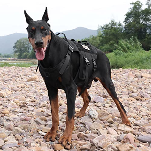 CBBPET Tactical Dog Harness No Pull,Reflective Military Dog Harness,Tactical Dog Vest with Molle & Sturdy Handle, Front…