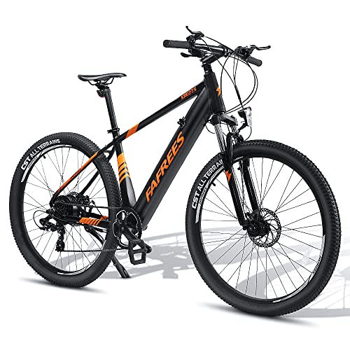 Fafrees KRE27.5 Bicicletta elettrica da 27.5 Pollici, Mountain Bike Elettrica per Adulti da 250 W, Batteria Rimovibile 36 V 10 Ah, Bici Elettrica di Assistenza - Nero Arancione