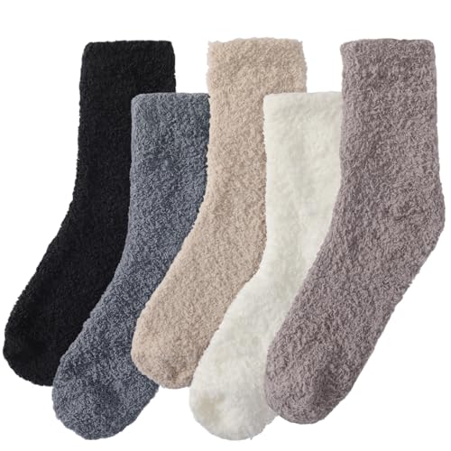 Fuzzy Socks for Women, Winter Slipper Socks for Women 5 Pairs Business | Warm Fuzzy Socks Cozy Sock for Women Perfect for Winter Holiday House Indoor‑Outdoor Use - image 1