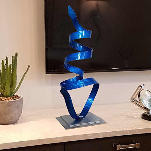 Statements2000 Blue Contemporary Centerpiece, Modern Table Decor, Abstract Metal Art - Kitchen, Office, Mantel, & Coffee Table Decor - Blue Whisper Accent By Jon Allen - 18.5" #TOP1