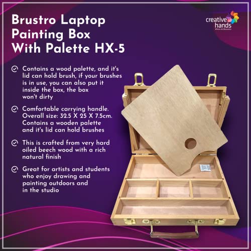 Image of Brustro Artists Empty Wooden Painting Box with a Palette