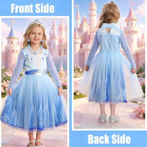 Disfraz de Princesa para Niñas 6-7 Años Azul con Accesorios miniatura 3