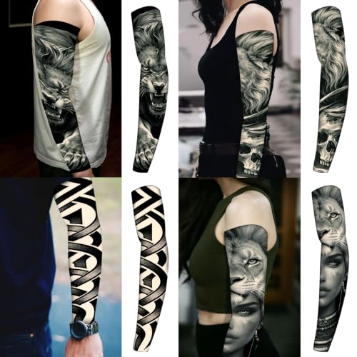 Image of YARIEW Temporary Tattoo Sleeves for Men Arm Sleeves for Men | Tattoo Sleeve Women Arts Fake Sleeve Tattoos Sun Protection Cooling Covers for Arms Women Halloween Pattern 14