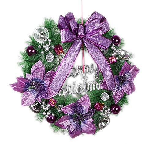Couronne de Noël violette extérieure de 50 cm, l'excellence décorative de maison