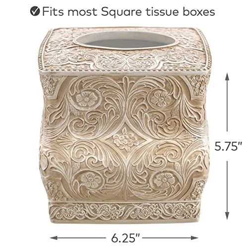 Creative Scents Square Tissue Box Cover – Decorative Bathroom Tissue Holder Is Finished In Beautiful Victoria Collection For Cute Elegant Bathroom Decor (Beige) #TOP3