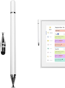 Stylus Pen for Digital Calendar, Professional 3-in-1 Stylus with White Metal Barrel, High-Precision Pen for Tablets, Phones and Video Editing