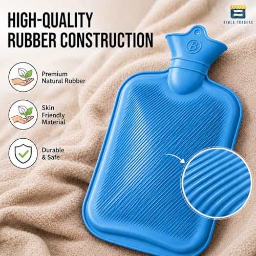 Image of Btag Hot Water Bag (2Ltr) for Pain Relief | Non-Electric Rubber Heating Bottle Period Cramps, Body Aches | Long Heat Retention | Wide Mouth with Leak Proof Cap & Skin Friendly Material (Blue)