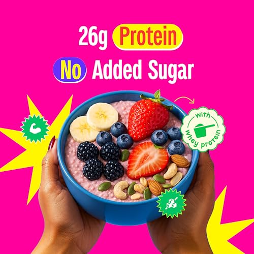 Image of Yogabar 26g High Protein Oats 1kg , Fruits Nuts & Seeds - Breakfast Cereal with Wholegrains, 26% Protein & No added sugar - Oats High Protein for Gym - Premium Protein Blend with Whey Protein Powder - with Goodness of Chia, Sunflower & Pumpkin Seeds & Probiotics for Absorption