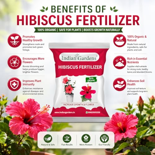 Image of Indian Gardens - Hibiscus Organic Fertilizer (5 Kg) | Flowering Plant Fertilizer |Organic Plant Food For Flowering | Healthy Stems And Strong