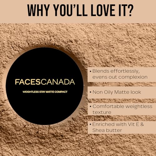 Image of FACESCANADA Weightless Stay Matte Finish Compact Powder - Toffee 05, 9g | SPF 20 | Non Oily Matte Look | Evens Out Complexion | Prevents Acne | Blends Effortlessly | Pressed Powder For All Skin Types
