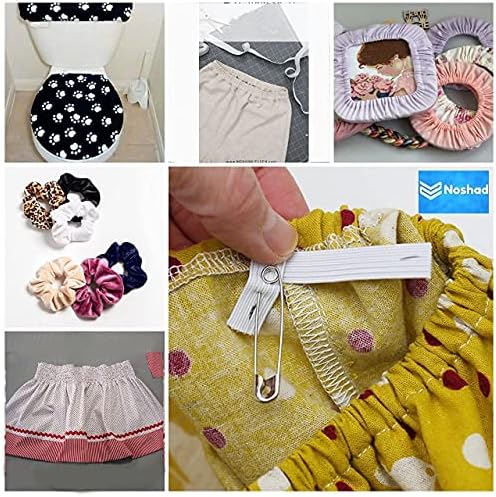 Noshad® 1cm /10mm - 3/8" White Flat Elastic Band Cord for Sewing, Knicker, Skirt, Scrunchies, Waistband, Dressmaking, Haberdashery, Clothing Accessory Material Supplies Wide Strip Ribbon (10 Meter)